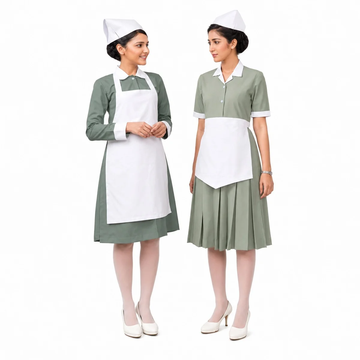 Sage Green and White Nurse Uniform Set