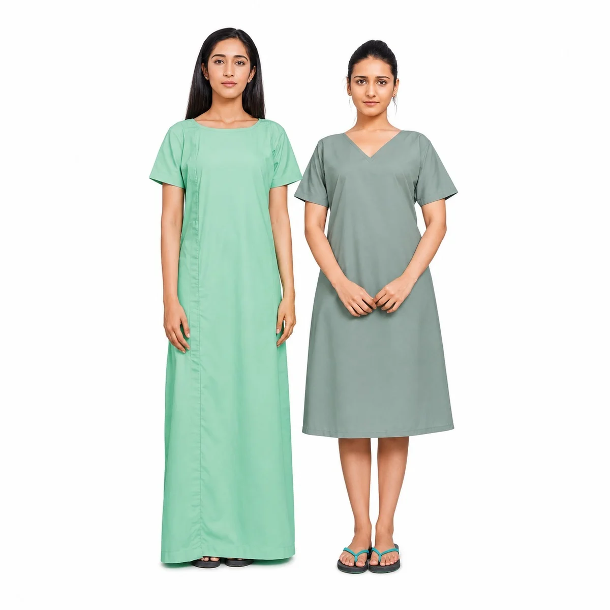 Sage Green Poly-Cotton Women's Patient Gowns