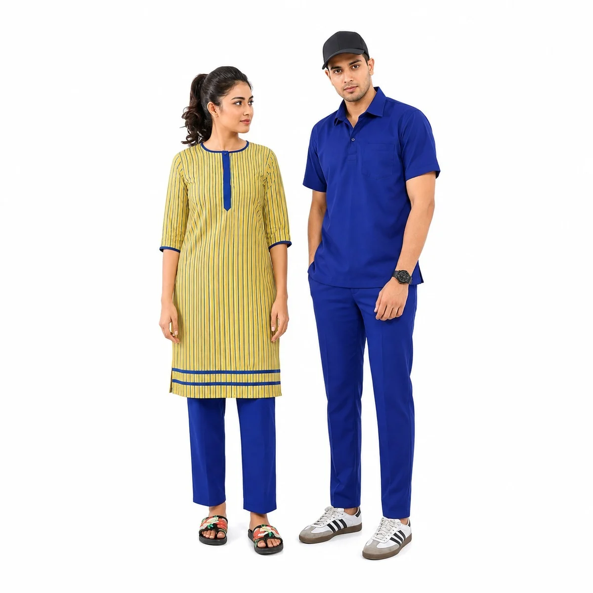Yellow and Blue Hospital Uniform Set