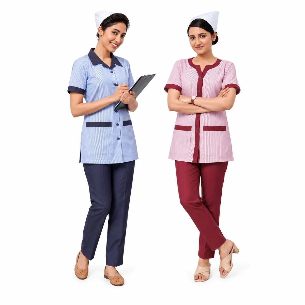 Womens Blue and Pink Nurse Uniform Set