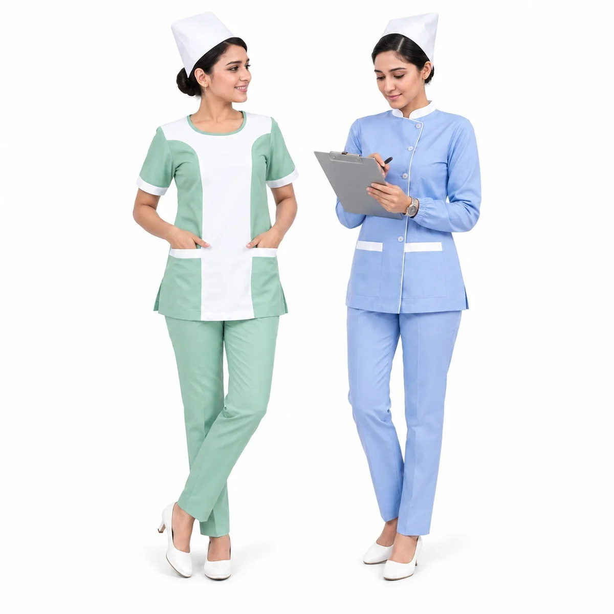 Womens Nurse Uniform Set with Contrast Panels