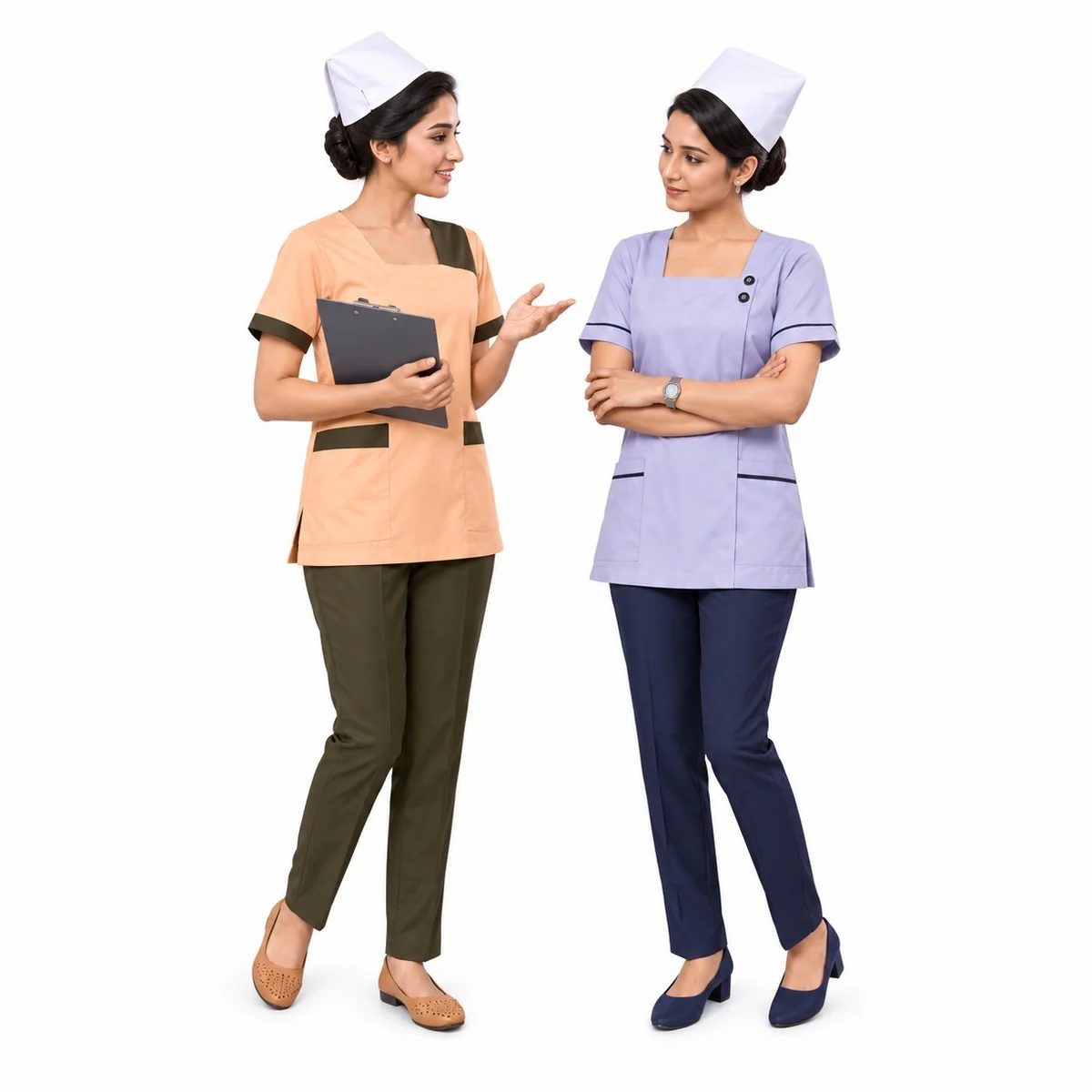 Womens Nurse Scrub Set with Square Neck