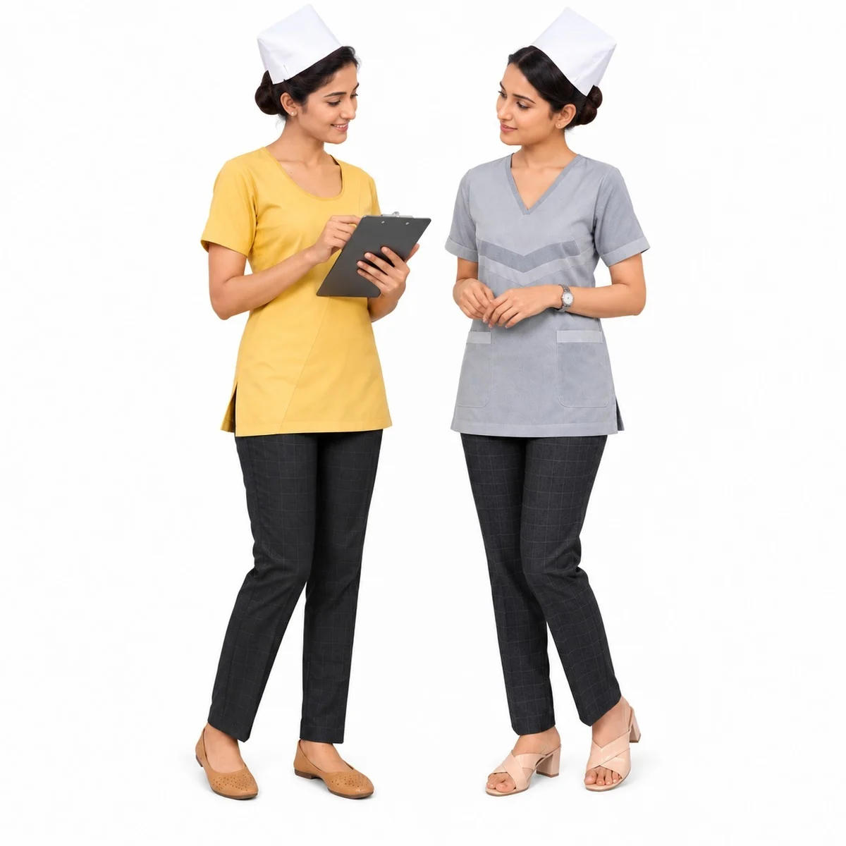 Womens Yellow And Grey Hospitality Uniform Set