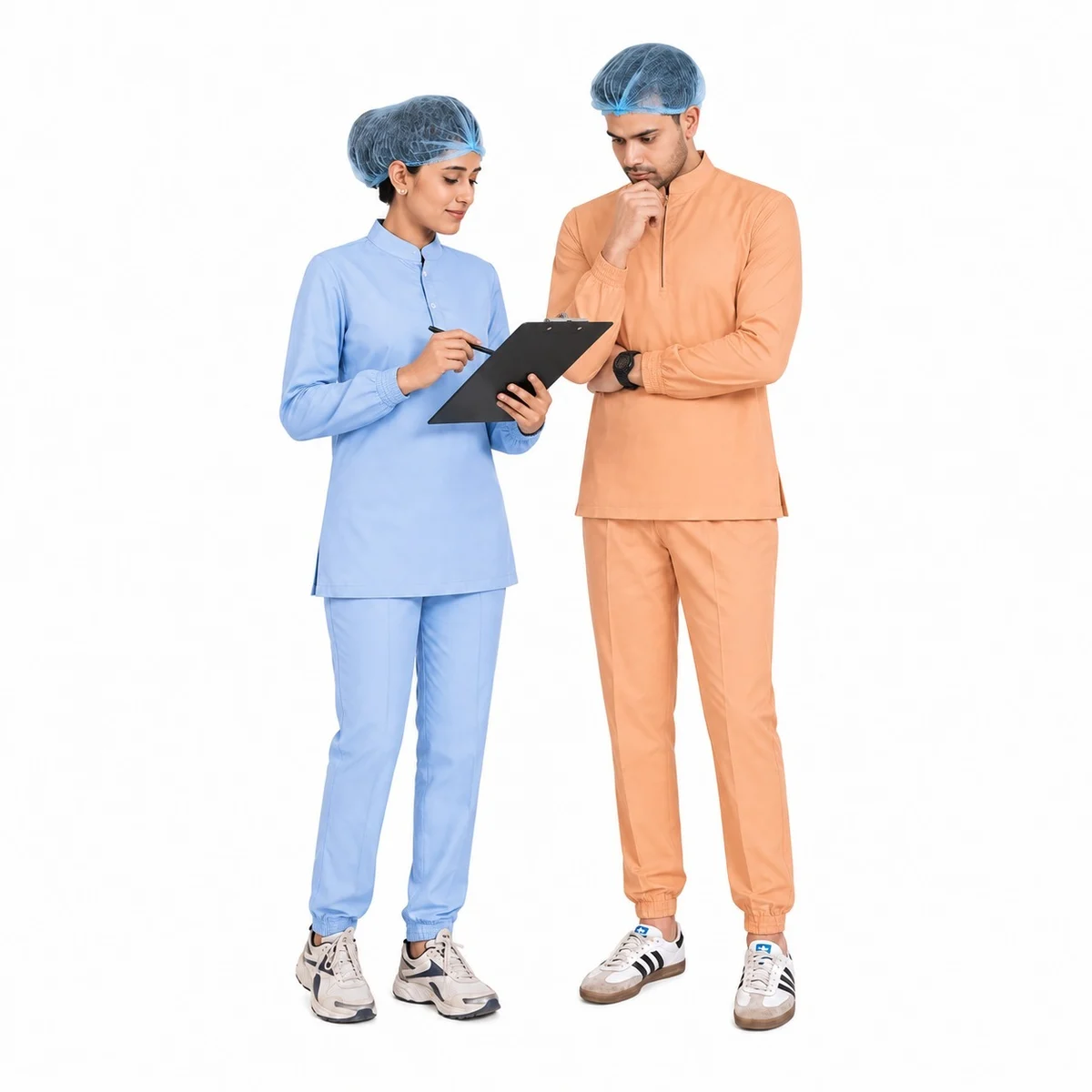 Unisex Poly-Cotton Mandarin Collar Hospital Scrub Set