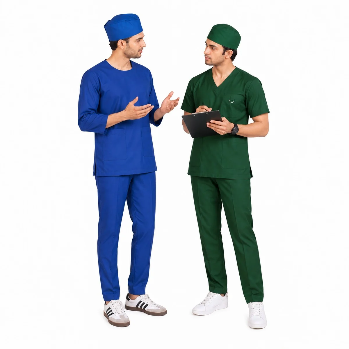Mens Poly-Cotton Medical Scrub Set with Surgical Cap