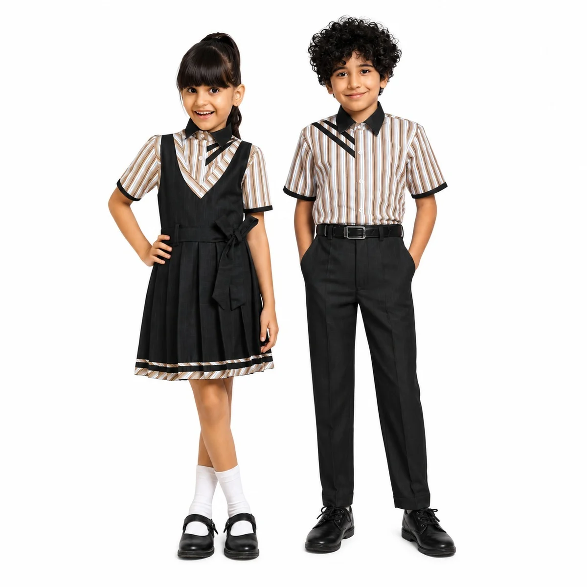 Black and Striped School Uniform Set