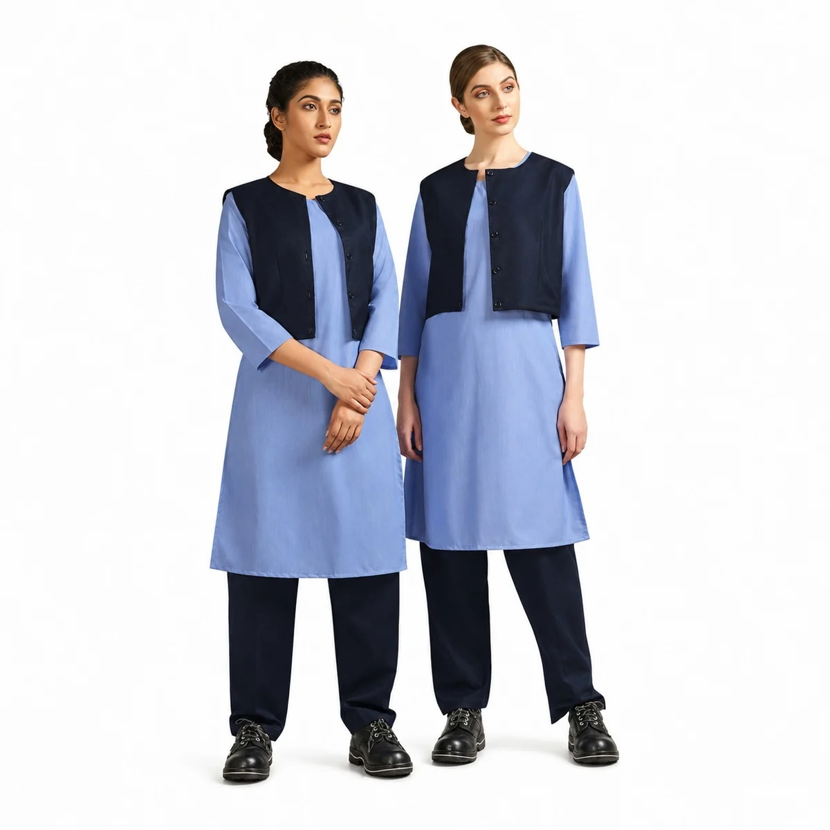 Womens Hospital Kurti Set with Jacket and Trousers