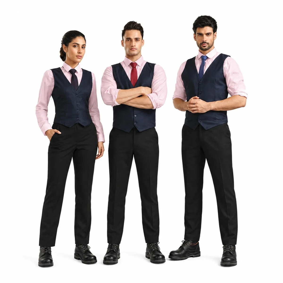 Navy Blue and Pink Hotel Uniform Set