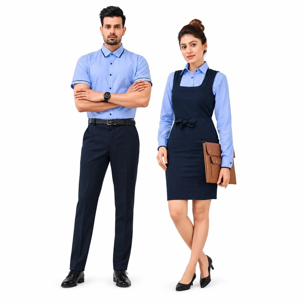 Corporate Uniform Set Light Blue and Navy