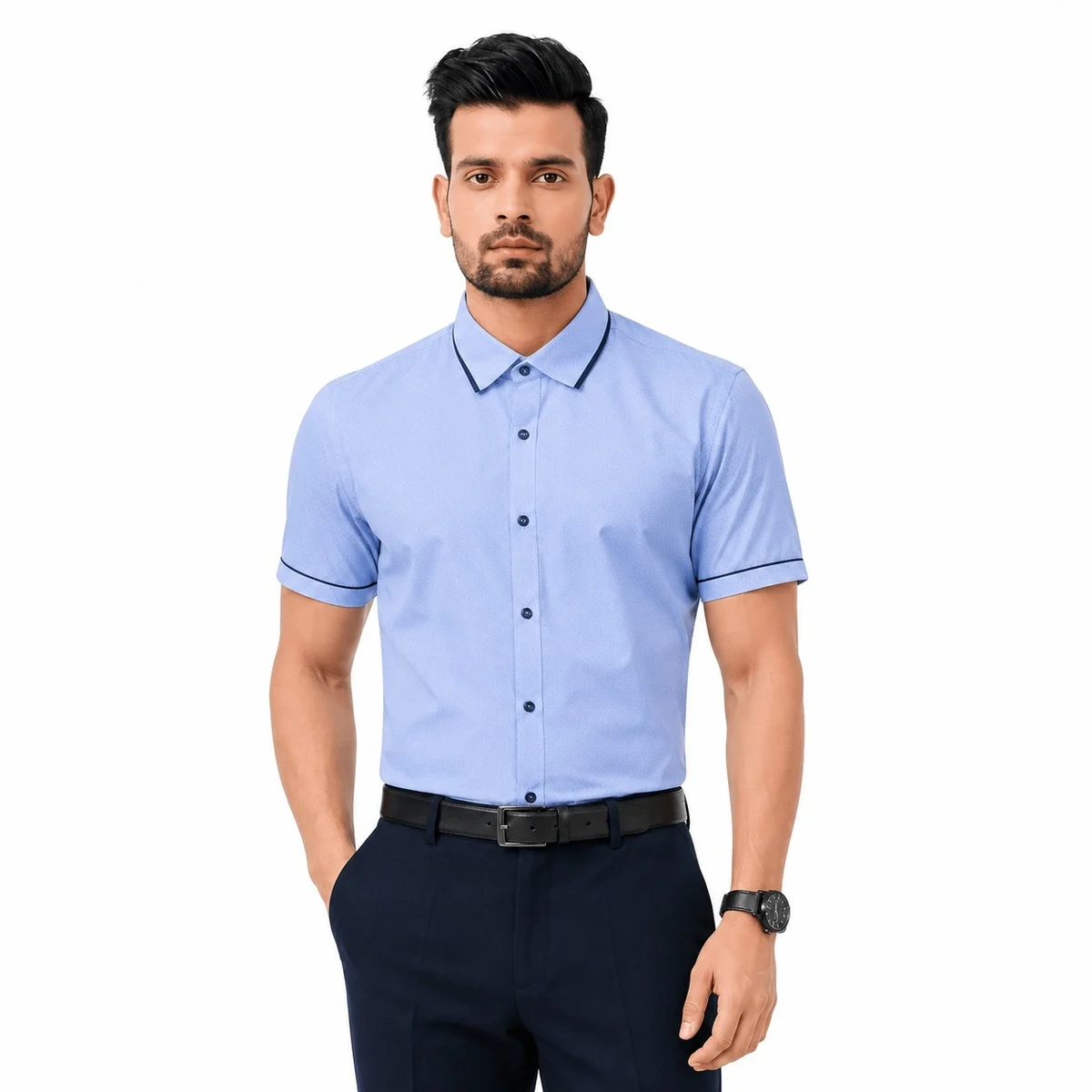Light Blue Corporate Formal Shirt with Piping