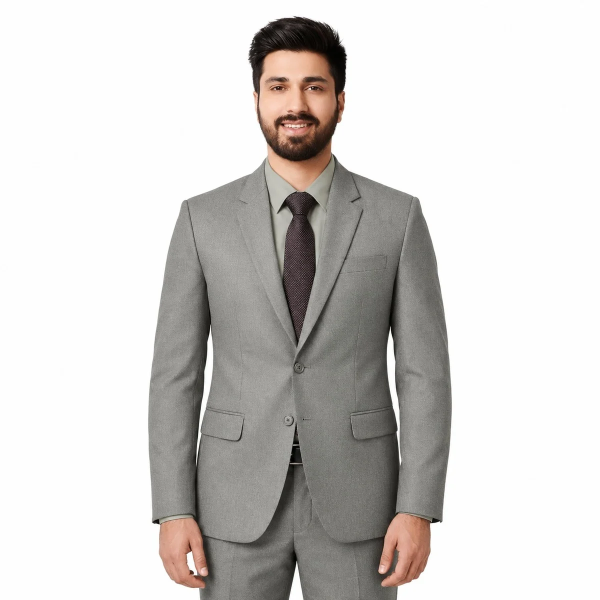 Mens Grey Corporate Two-Piece Suit Set