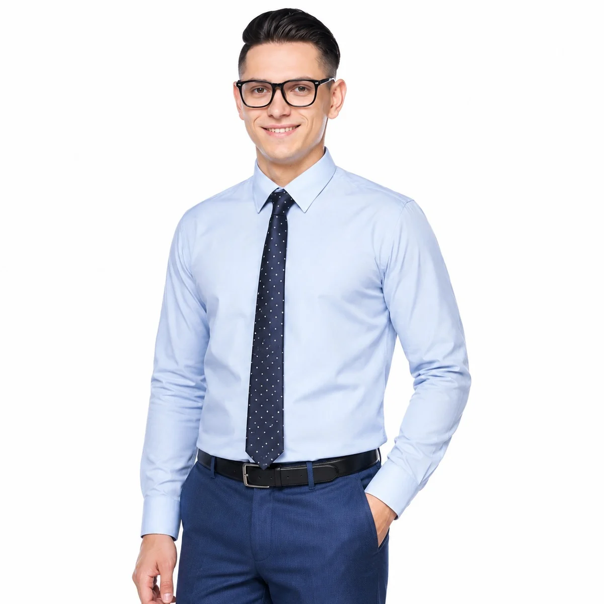 Mens Light Blue Full-Sleeve Formal Shirt