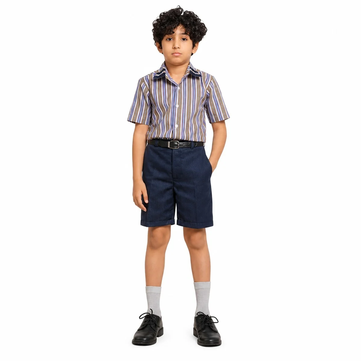 Boys Multi-Color Striped School Uniform Set